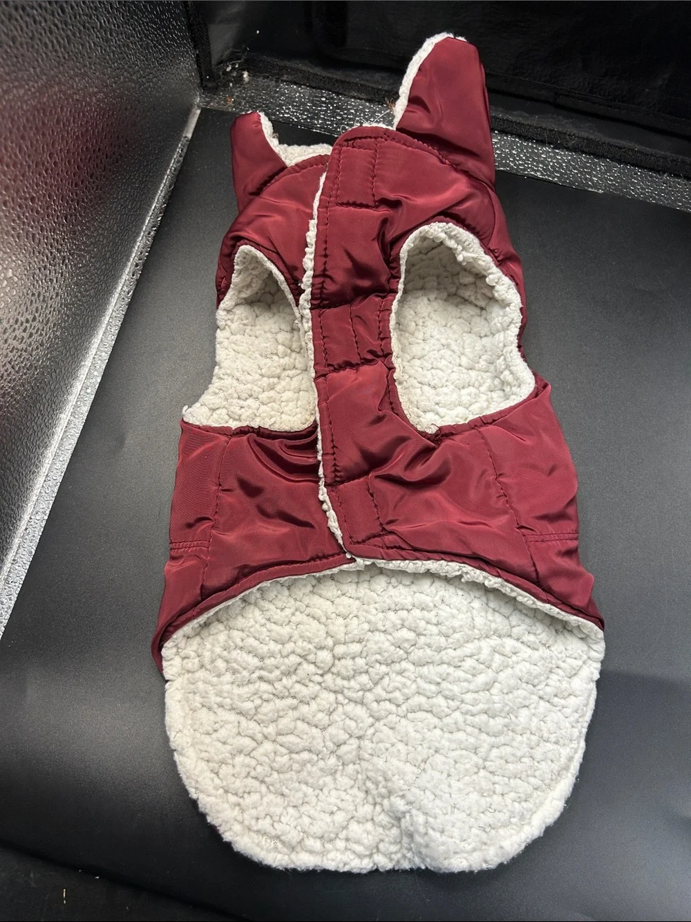 Cozy Maroon Puffer Dog Coat with Decorative Bow